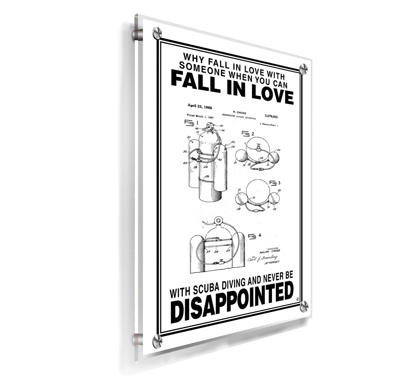 Fall in Love with Scuba - Acrylic Wall Plaque