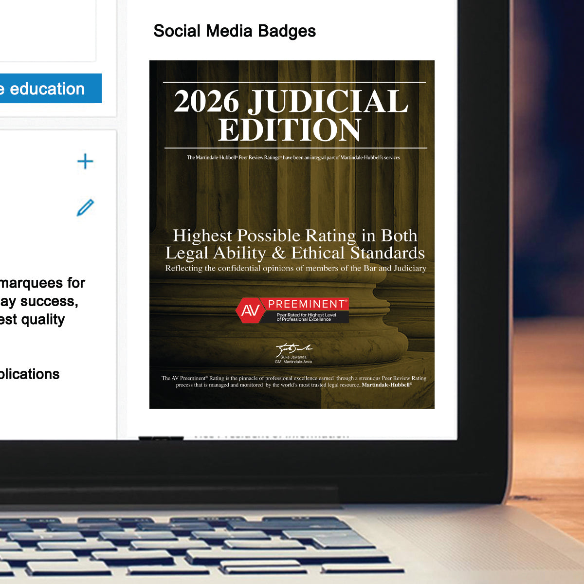 2026 AV Preeminent Attorney - Judicial Edition (213252)