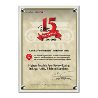 2026 Martindale AV Preeminent 15th Anniversary (213069)