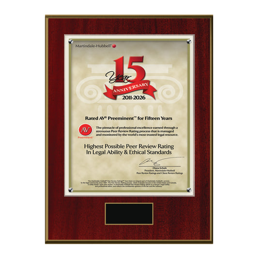 2026 Martindale AV Preeminent 15th Anniversary (213069)