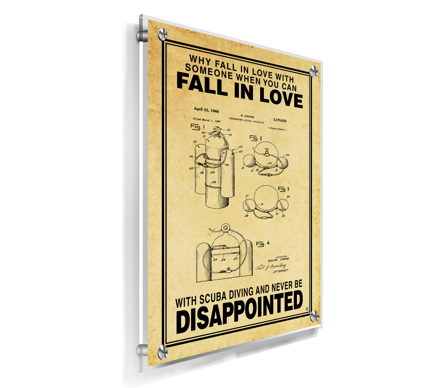Fall in Love with Scuba - Acrylic Wall Plaque